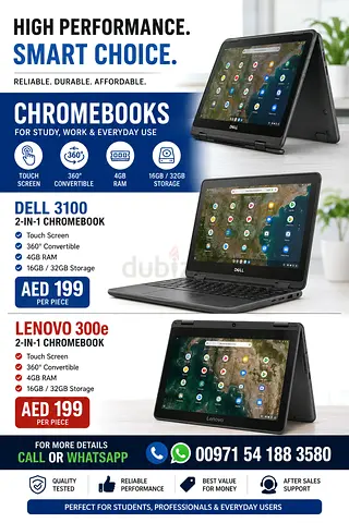 Dell 3100 and Lenovo 300e 2-in-1 Chromebooks