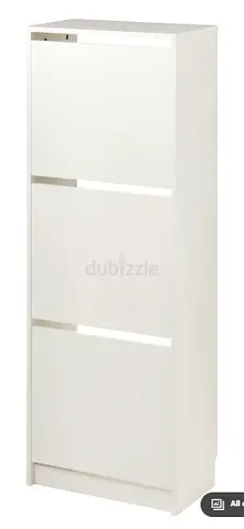 Ikea Slim White 3-Tier Shoe Cabinet / Storage Cupboard - Good Condition