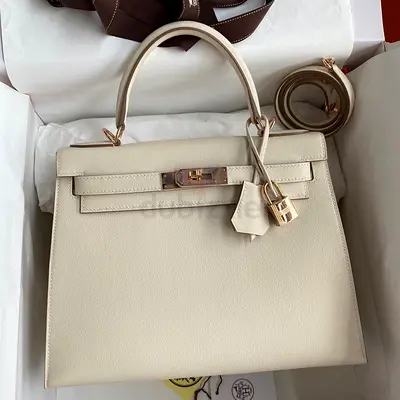 Hermes Kelly Sellier 28 In Craie Evercolor Calfskin