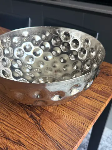 Hammered Metal Decorative Bowl - Silver Finish