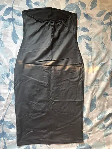 Womens Black Faux Leather Pencil Skirt
