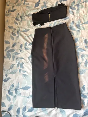 Womens Black Pencil Skirt and Matching Tube Top Set