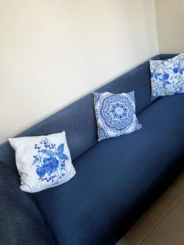 Dark Blue 3-Seater  2 Seater Sofa Set with Cushions - Good Condition