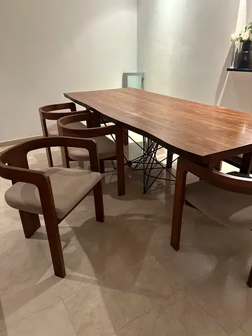 Solid Wood Dining Table with 8 Matching Chairs - Good Condition