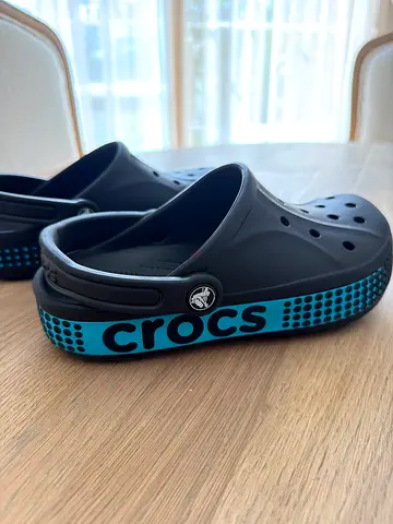 Crocs Classic Clogs - Black with Blue Trim, Size (please confirm)