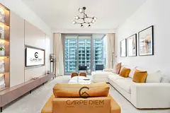 Beachfront 1BR with Harbour and Ain Dubai View