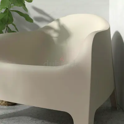 IKEA Modern Beige Armchair with Curved Design - Good Condition