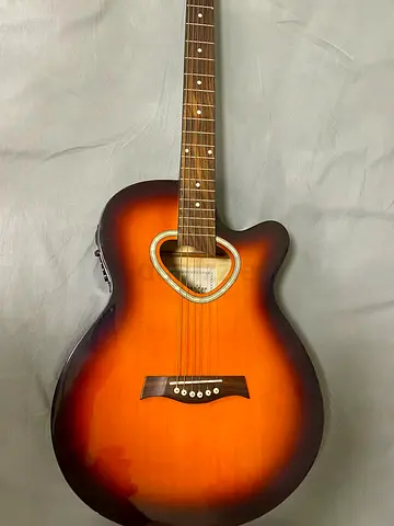 Sunburst Cutaway Acoustic-Electric Guitar with Heart-Shaped Soundhole