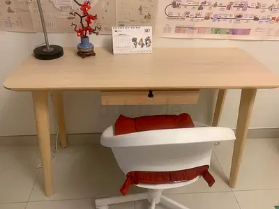 Light wood study desk with chair- good condition