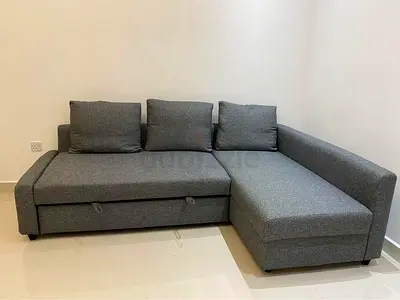 Ikea Grey L-shape Sofa Bed with Storage - Good Condition