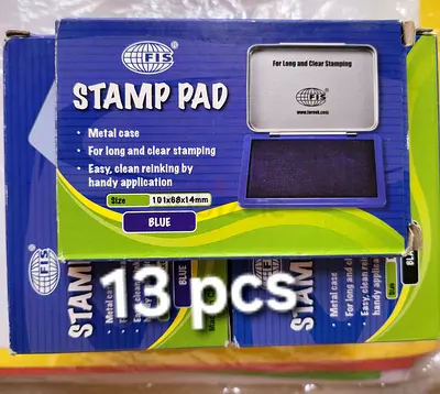 13x Blue Stamp Pads (Metal Case)and Stamp Pad Ink Bottles
 7 Red +4 green+4 Black 
 - 30ml Each
