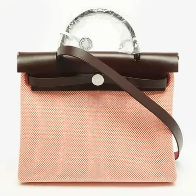 Hermès Herbag Zip 31Orange Field/Ecru/Rouge Sellier Criss Viking Toile and Vache Hunter Top Handle B