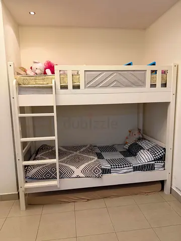 White Wooden Bunk Bed for Kids – Good Condition