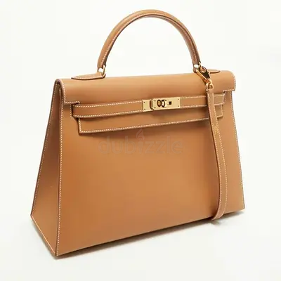 Hermes Kelly Sellier 32 Gold Finish Natural Sable Veau Butler Leather Top Handle Bag