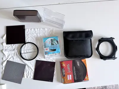 Camera filter kit with holder, CPL and UV filters + pouch