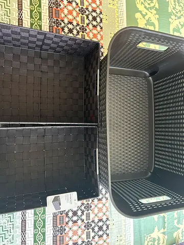 Black Plastic Storage Baskets (total 14)— excellent Condition