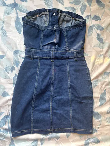 Strafeless Denim Mini Dress