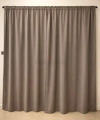 Pair of grey Full-Length Curtains -blackout- 3metre Villa length