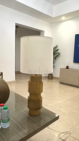 Modern Gold Base Table Lamp with White Drum Shade