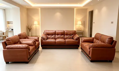 Sofa Brown Pure Leather 7 Seater
