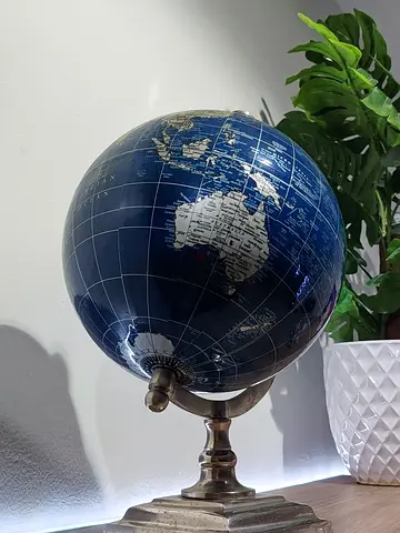Decorative Blue Globe on Brass Stand