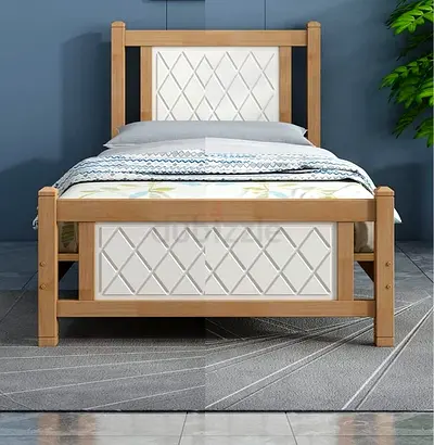 Solid Wood Single Size Bed with Medicle Mattress