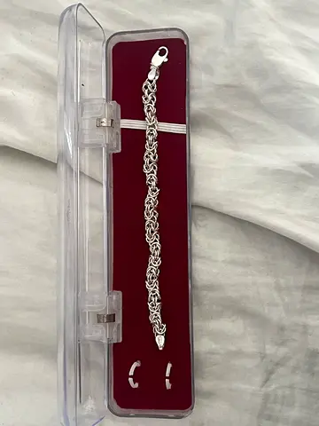 Sterling Silver Byzantine Chain Bracelet - Unisex, With Clasp