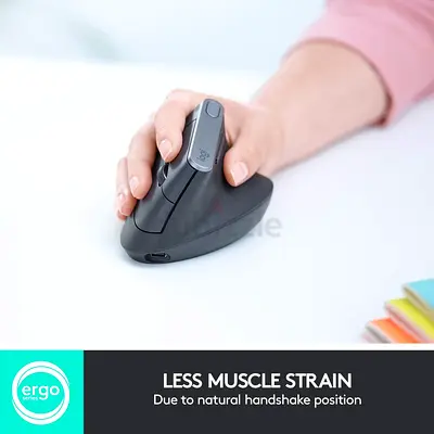 Logitech MX Vertical Ergonomic Wireless Mouse, Multi Device, Bluetooth or 2.4GHz Wireless