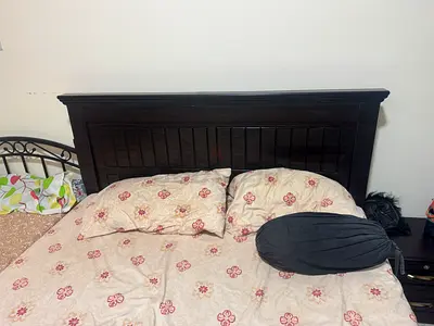Queen size wooden bed with medicated mattress