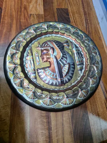 Handcrafted Egyptian Pharaoh Decorative Copper Plate - Vintage 39cm