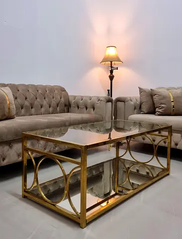Gold Glass Coffee Table 🔥 Rectangle - Excellent Condition طاولة ممتازة مثالية زجاج و مرآة
