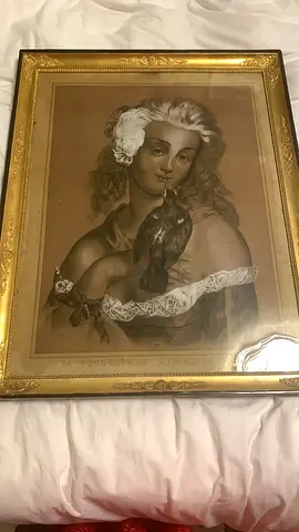 Genuine mid-19th-century  French engraving, from 1847— Gold Ornate Frame