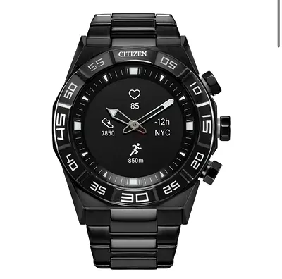 Citizen Mens Black Stainless Steel Smart Hybrid Watch - Excellent Condition