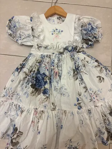 Light blue and white floral girls dress - size for toddler