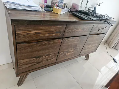 Solid Wood 6-Drawer Sideboard / Dresser - Dark Oak Finish