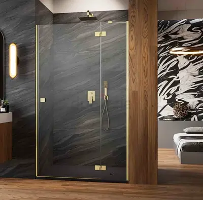 Glass Shower Enclosure with Brass Hardware - Good Condition