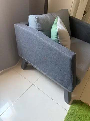 Modern Grey Fabric Armchair with Cushions - like new Condition