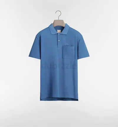 Polo Shirt with Dior Original Embroidery, Relaxed Fit
Blue Cotton Piqué