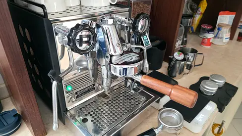 La Pavoni-style Stainless Steel Espresso Machine with Grinder