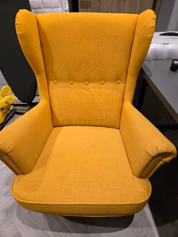 Yellow Wingback Armchair - Comfortable Upholstered Accent Chair