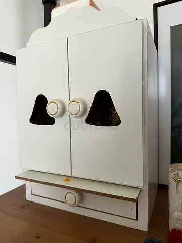 Solid White Wooden Pooja Mandir with Drawer - Good Conditions