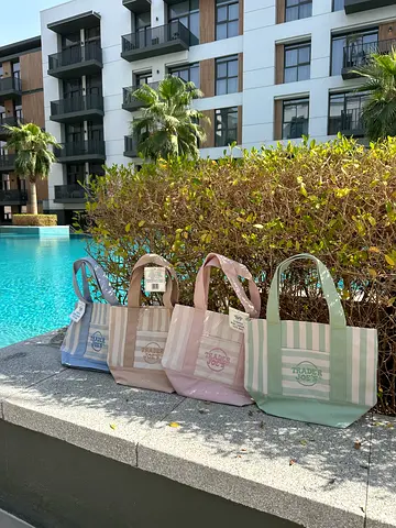 Original  Viral Summer 2026 Trader Joe’s Striped Mini Canvas Tote Bag