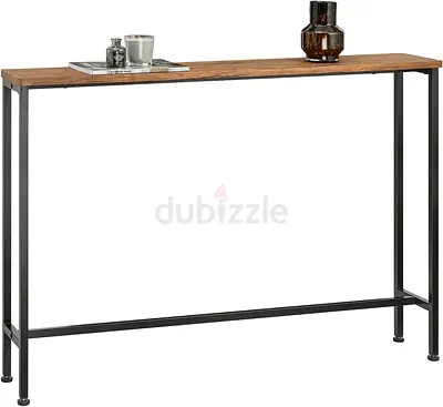 Slim Industrial Console Table with Plastic (like Wood)Top and Metal Frame