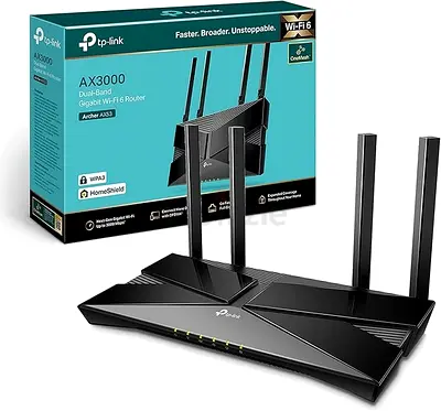 TP-Link WiFi 6 OneMesh AX3000 Mbps Gigabit VPN Router, Dual-Core CPU Fibre, WPA3 Cybersecurity, Idea