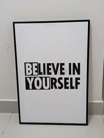 Framed Believe In Yourself Wall Art - Black  White