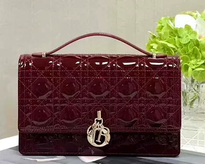 MY DIOR Top Handle burgundy bag. Calfskin.
