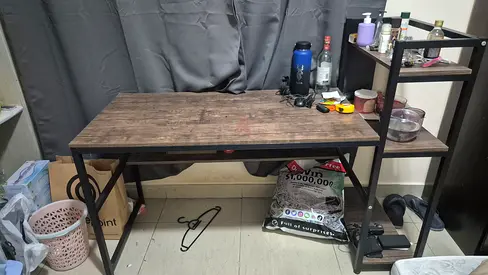 Wooden Study Desk with Metal Frame - Good Condition
