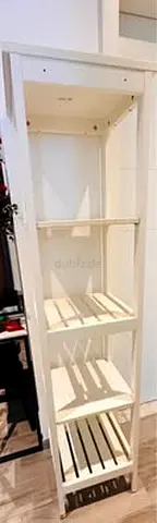 White Wooden Narrow Storage Shelf / Display Cabinet