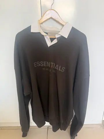 Mens Fear of $% Essentials Black Sweatshirt with White Collar - Size M