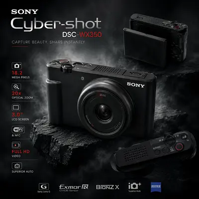 SONY Cyber-shot DSC-WX350 Used twice with wireless tripod cost 350 AED free under warranty